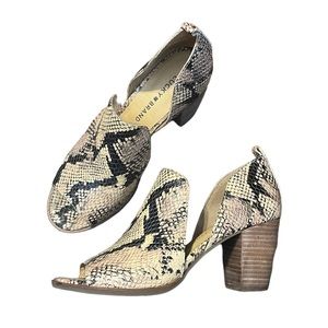 Lucky Brand Junai Snake Print Heeled Bootie